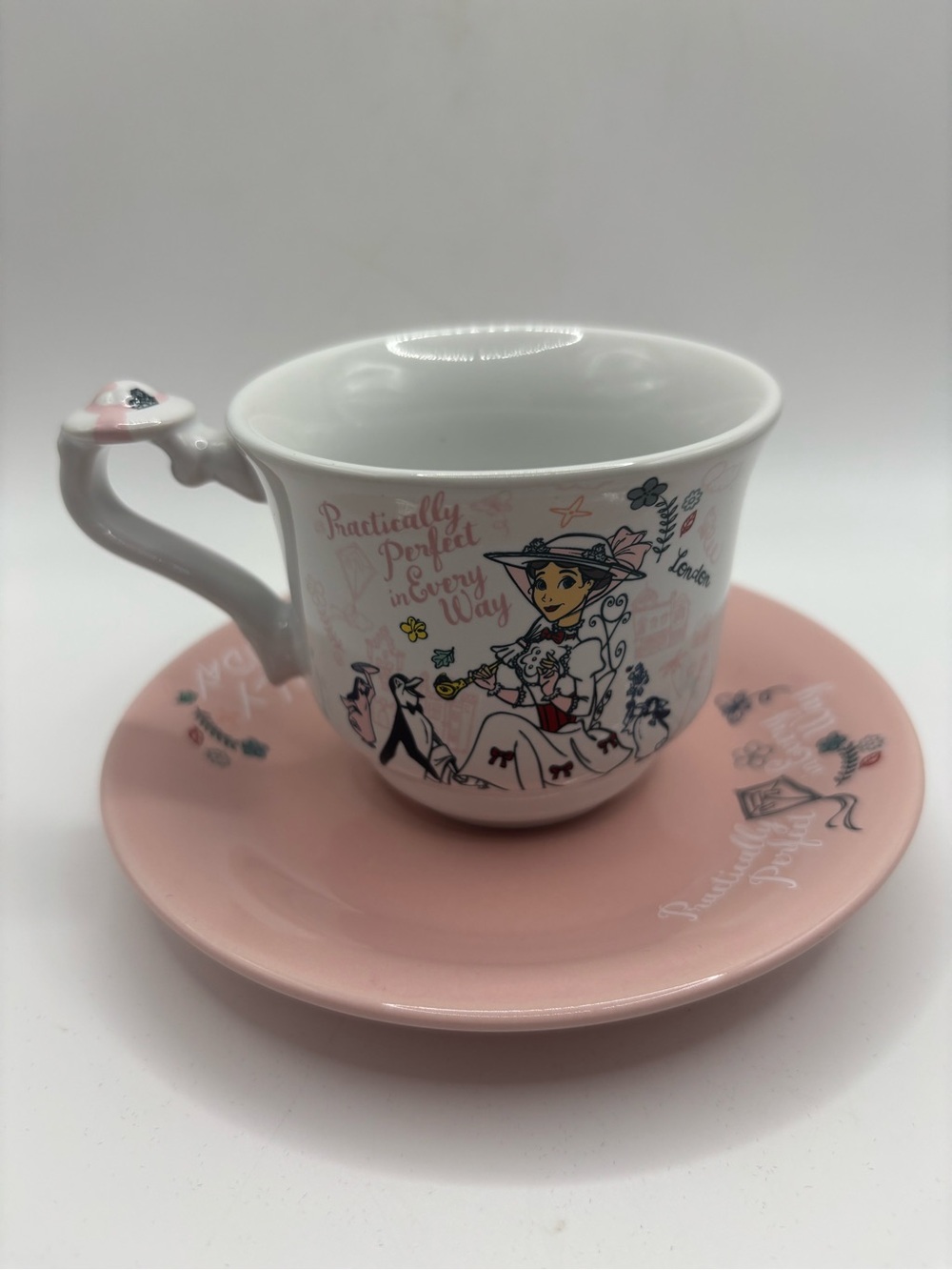 Disney Mary Poppins Tea Cup Saucer Jolly Holiday Practically Perfect Parks